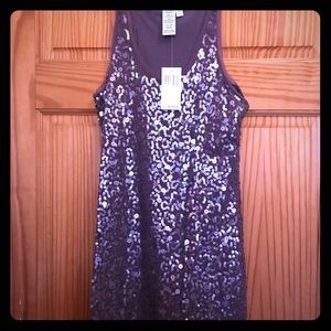 Silver/shiny knee length dress disco style...